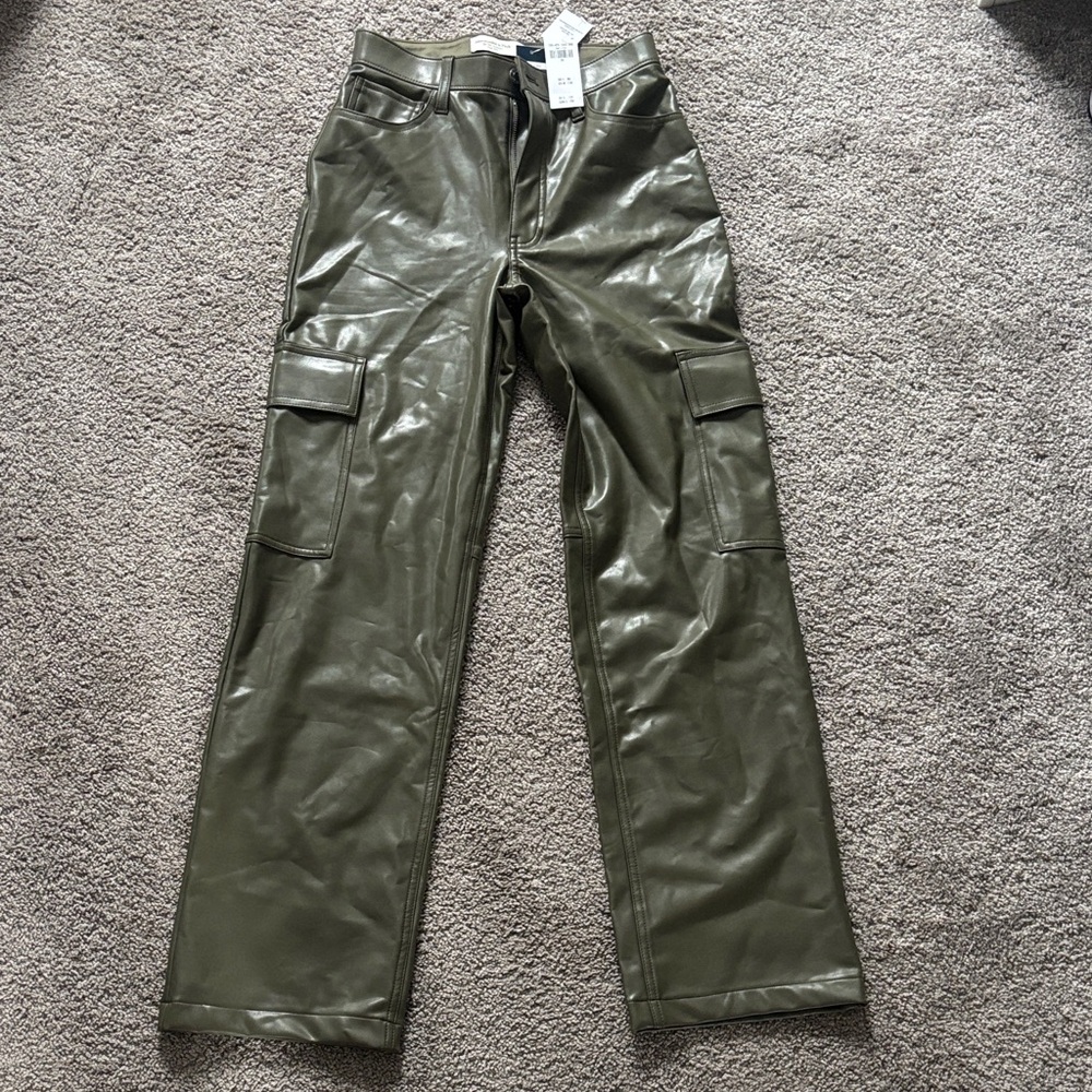 Abercrombie & Fitch Khaki Faux Leather Pants